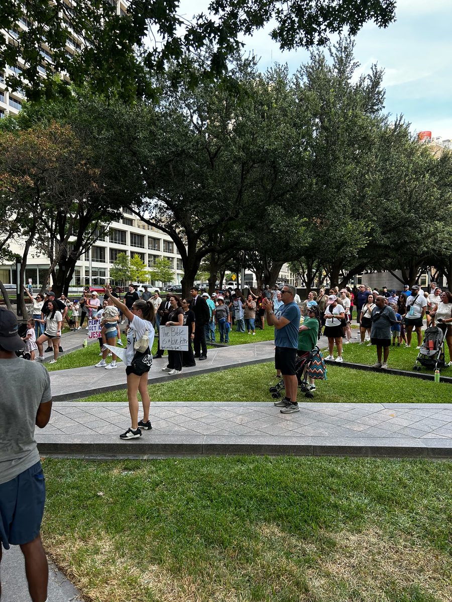 A crowd gathered on the lawn in downtown Fort Worth for Revival in the Streets